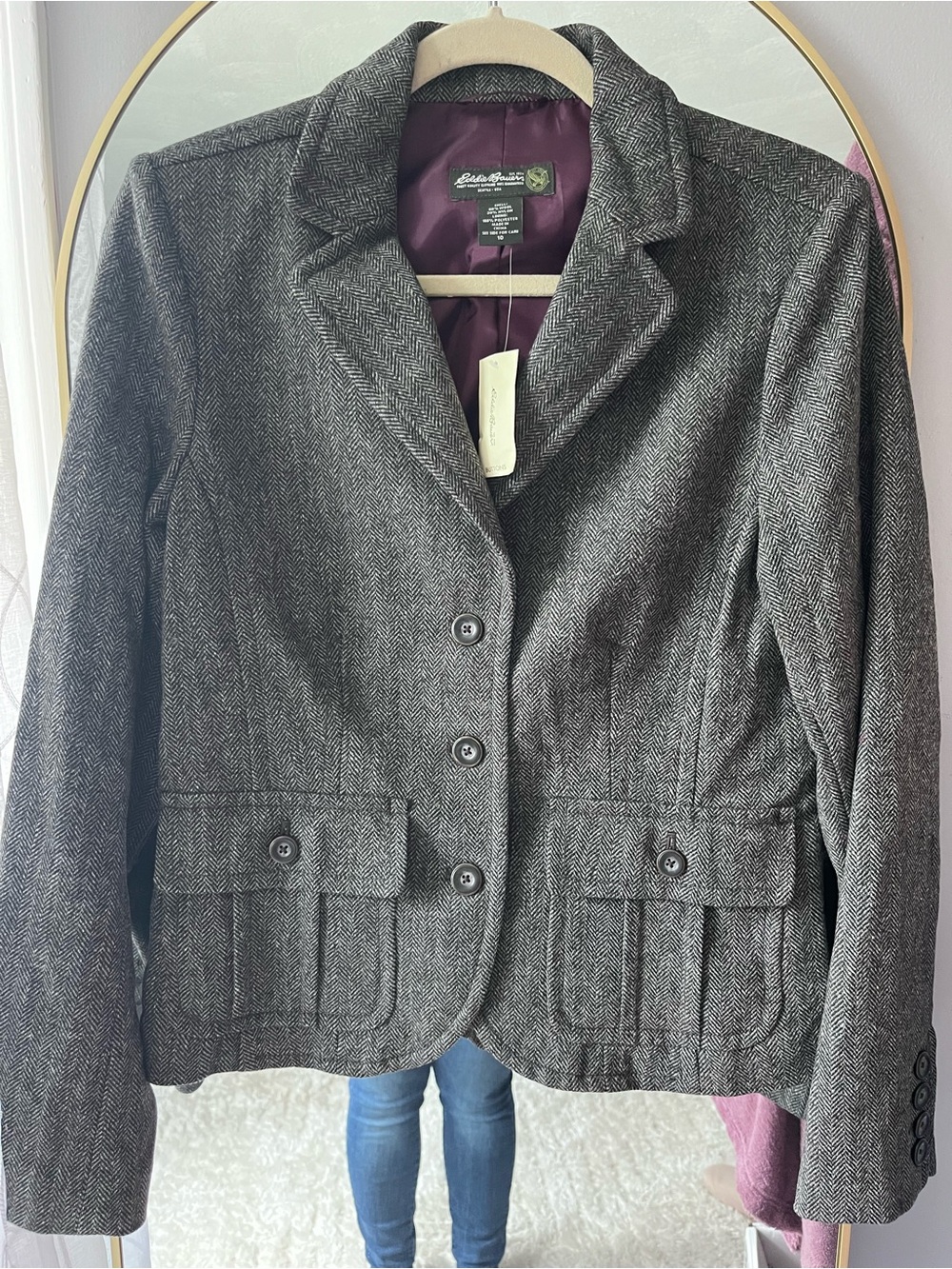 Women’s Eddie Bauer gray herringbone wool-blend blazer